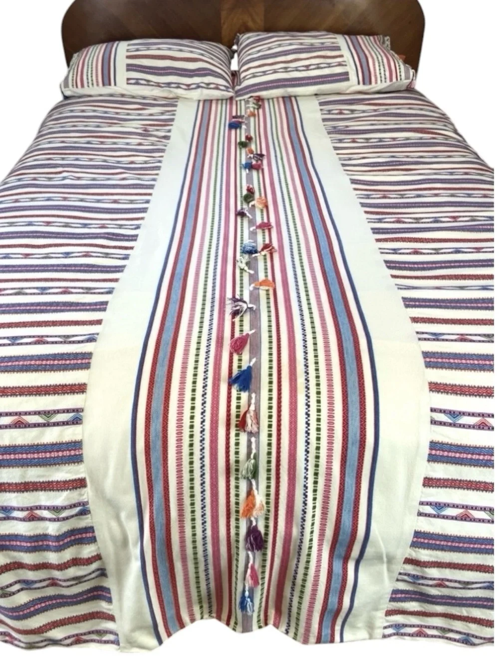 Anthropologie Woven Rosado Duvet Cover And Pillow Shams Set